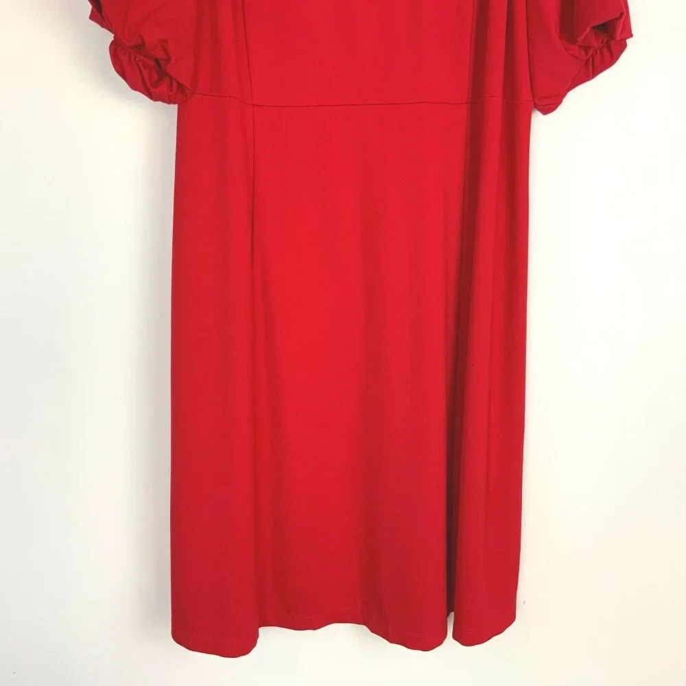 J Jill Simple Elegance Puff Sleeves Dress In Red Cherry Size 2XL - Picture 7 of 16